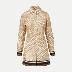 Veronica Beard Pryce Beige Graphic Print Collared A-Line Dress Women’s Size 0